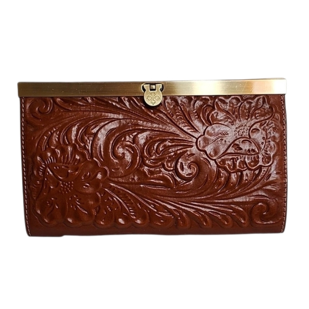 NWT Patricia Nash Cauchy Tooed Leather Frame Wallet Tan  Florence color pattern - Picture 3 of 16